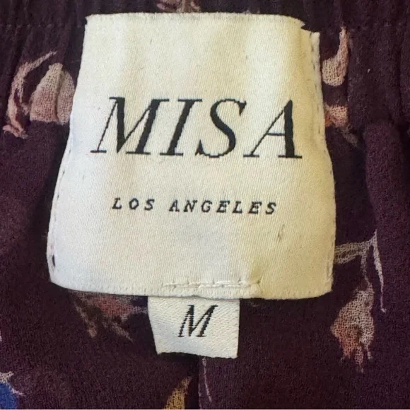 MISA Los Angeles Size M Adeli Top Off Shoulder Viscose Purple Floral Sheer Boho - Picture 9 of 12